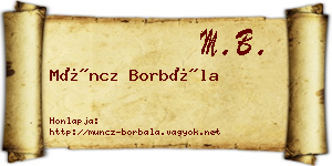 Müncz Borbála névjegykártya
